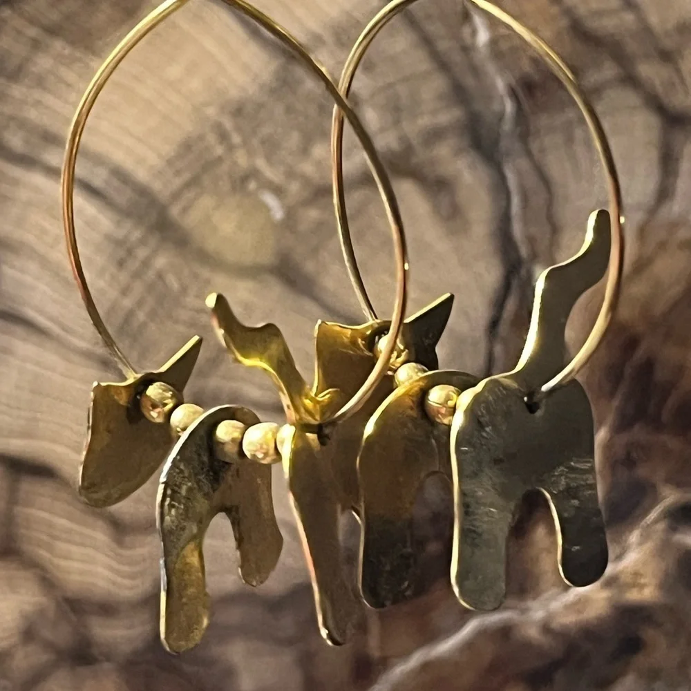 Kitty Gold Engraved Hoop Earrings